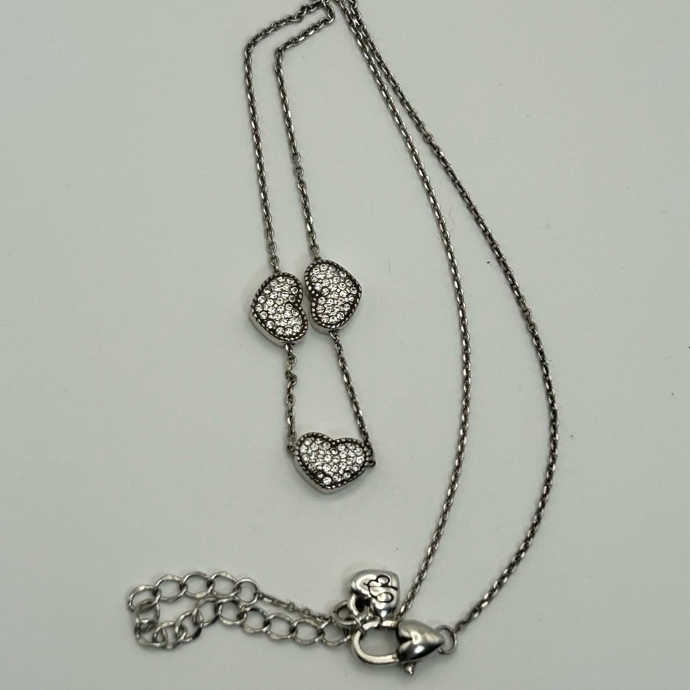 Brighton Celestia Heart Necklace 17" Silver Plated Clear Crystals Retired - Picture 6 of 8